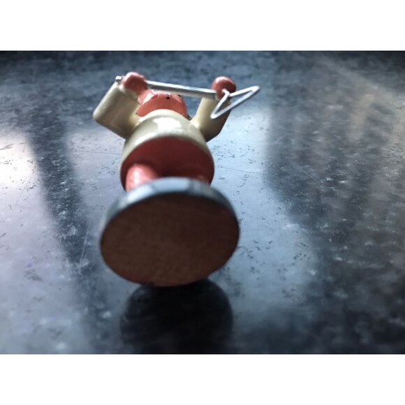 Vintage Christmas Wooden Music Angel Playing The Triangle Erzgebirge Made In Ger - Picture 7 of 8